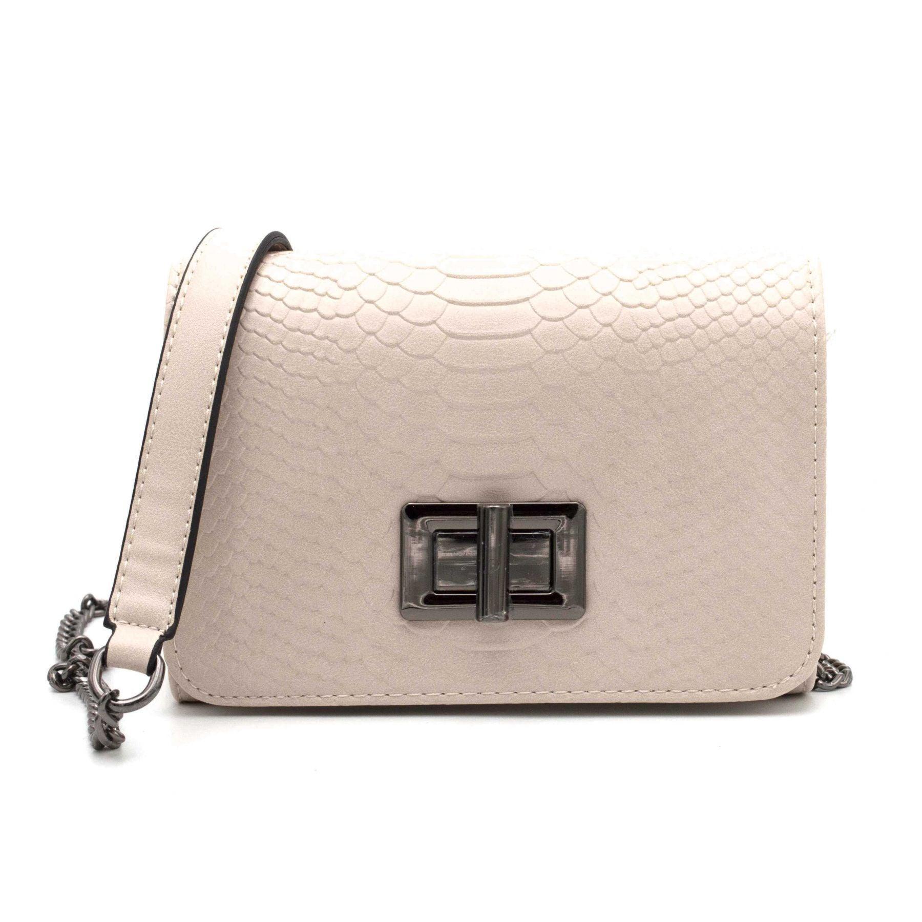 Gallantry petit sac bandoulière chaîne python Beige