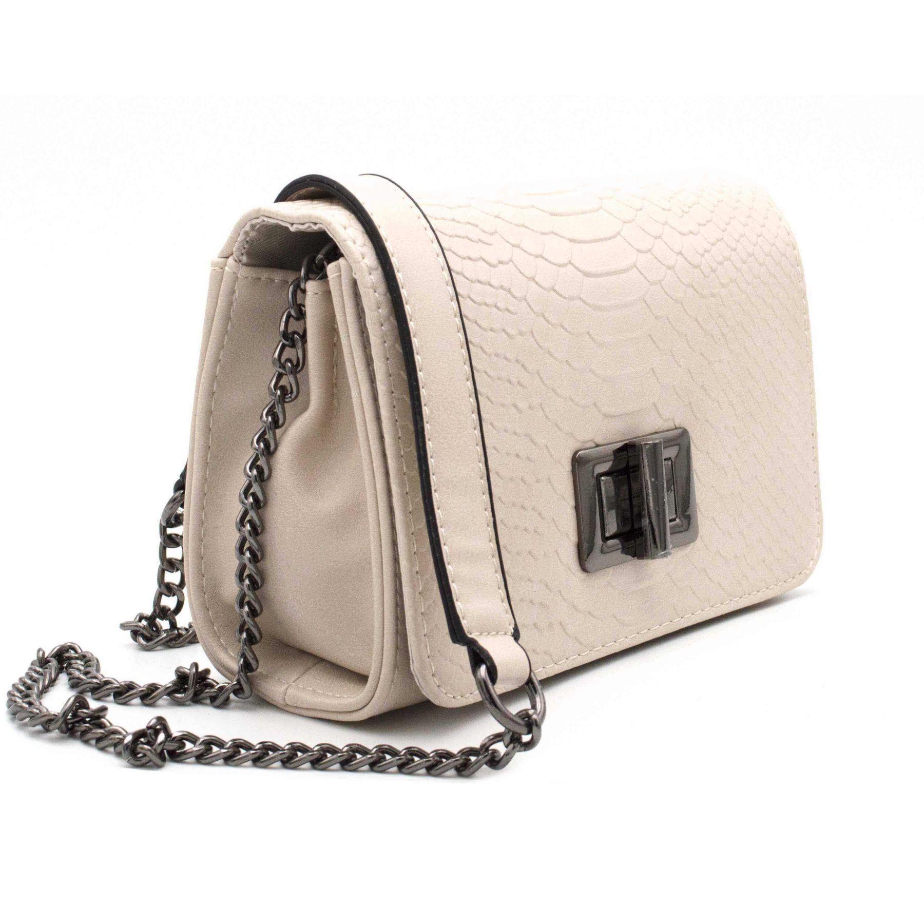 Gallantry petit sac bandoulière chaîne python Beige